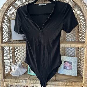 Black Zip Up Bodysuit